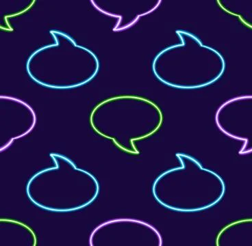 Seamless pattern dialog cloud glowing desktop icon, neon dialog cloud sticker 스톡 일러스트