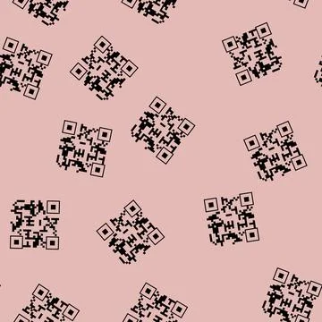 Seamless pattern dials qr code label cartoon vector Stock Illustration