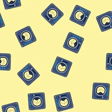 Seamless pattern dials retro control panel cartoon vector Stock Illustration