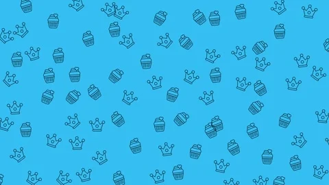 Seamless Pattern with Diamond and Cupid Bow Outline Icons on Blue Background Stock Footage 345539060