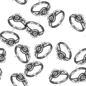 Seamless pattern diamond ring jewelry sketch hand drawn Stock Illustration