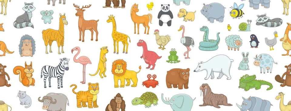 Seamless Pattern with different animals Stock Illustration