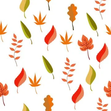 Seamless pattern of different autumn leaves Stock Illustration