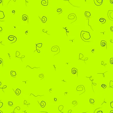 Seamless pattern of different black spirals.Hand drawn Stock Illustration