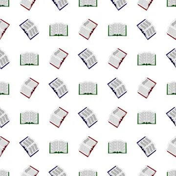 Seamless pattern with different books on white background. Vector illustration. Stock Illustration