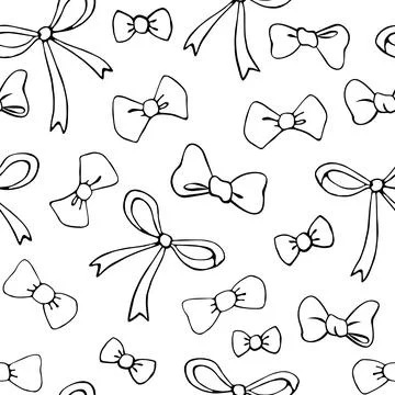 Seamless pattern with different bows, ribbons. Cute fun simple abstract vecto Stock Illustration