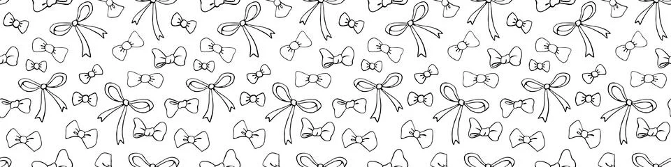 Seamless pattern with different bows, ribbons. Cute fun simple abstract vecto 스톡 일러스트