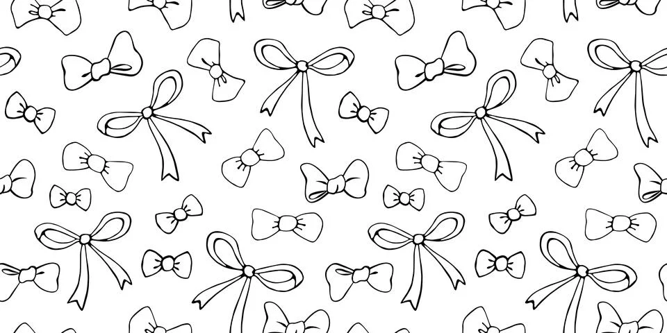 Seamless pattern with different bows, ribbons. Cute fun simple abstract vecto Stock Illustration