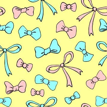 Seamless pattern with different bows, ribbons. Cute fun simple abstract vecto Stockillustratie