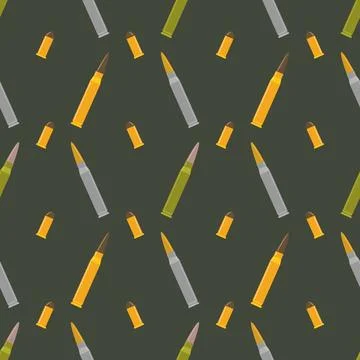 Seamless pattern of different caliber bullets Stock Illustration