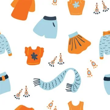 Seamless pattern with different clothes. Stock Illustration