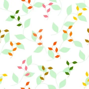 Seamless pattern of different colored autumn leaves Stock Illustration