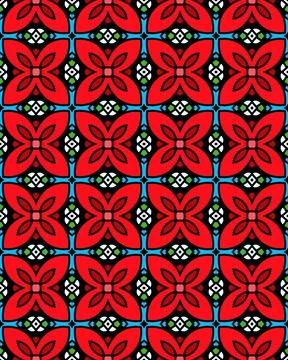 Seamless pattern of different colorful floral shapes that can be used for Stock Illustration