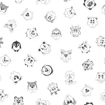 Seamless pattern with different cute animals. Stockillustratie