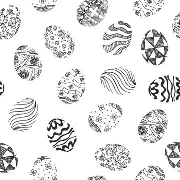 Seamless pattern with different Easter eggs. 스톡 일러스트