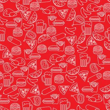 Seamless pattern with different foods. Stock Illustration