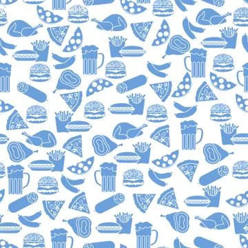 Seamless pattern with different foods. Stock Illustration