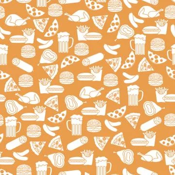 Seamless pattern with different foods. Stock Illustration