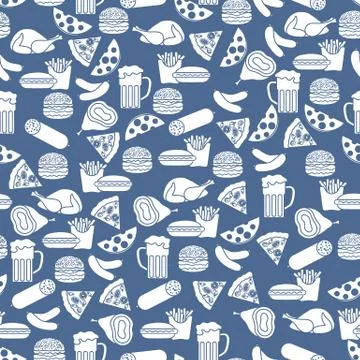 Seamless pattern with different foods. Stock Illustration