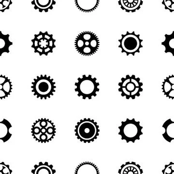 Seamless pattern different gear wheels Illustrazione stock