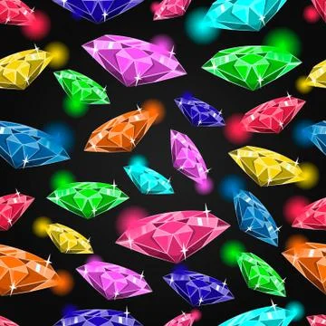 Seamless pattern with different gems Stock Illustration