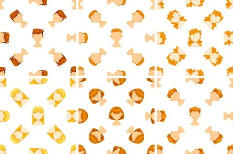 Seamless pattern with different hairstyles showing men and women with short and 스톡 일러스트