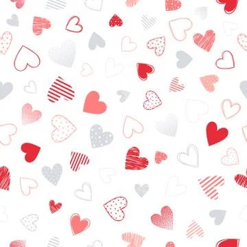 Seamless pattern with different hearts.Romantic  illustration perfect for des Stock Illustration