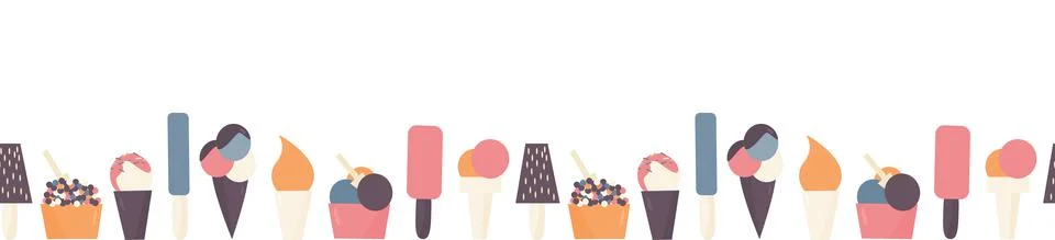 Seamless pattern with different kinds of ice cream Stock Illustration