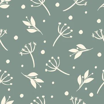 Seamless pattern, different leaves and branches - Vector Stock Illustration