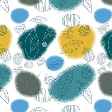 Seamless pattern, different leaves and branches - Vector Seamless pattern,... 写真素材