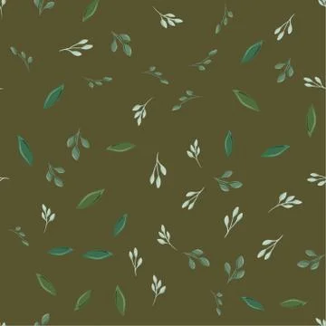 Seamless pattern with different leaves Stock Illustration