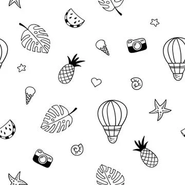 Seamless pattern with different objects. Stock Illustration