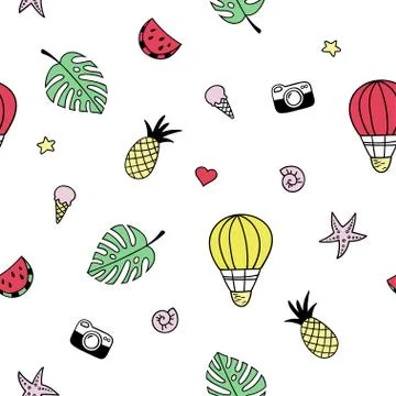 Seamless pattern with different objects. Stock Illustration