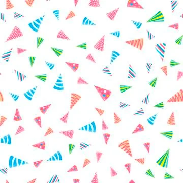 Seamless pattern with different party hats. Vector. Stock Illustration