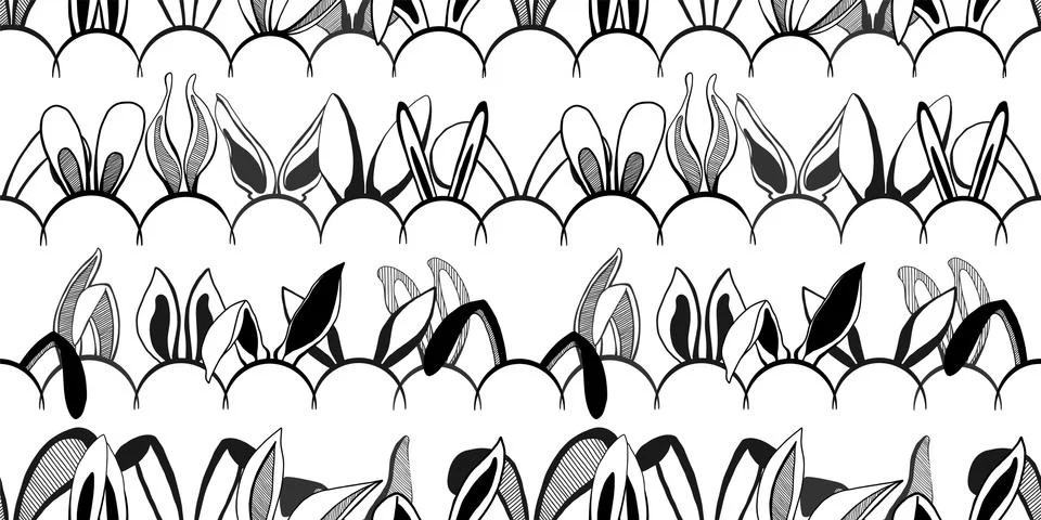 Seamless pattern with different rabbit ears. Easter pattern. Stock Illustration