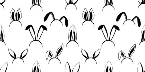 Seamless pattern with different rabbit ears. Easter pattern. Stock Illustration