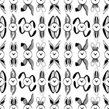Seamless pattern with different rabbit ears. Easter pattern. Stock Illustration