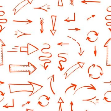 Seamless pattern with different red arrows Stock Illustration