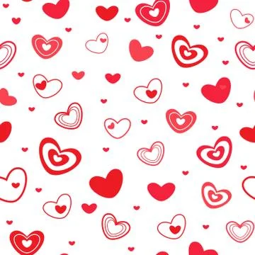 Seamless pattern with different red hearts Illustrazione stock