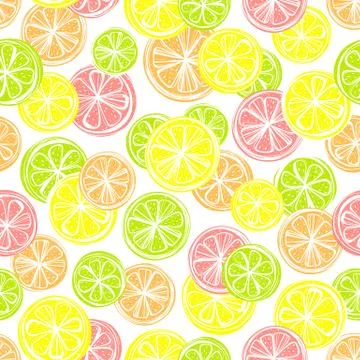 Seamless pattern with different slice citruse Stock Illustration