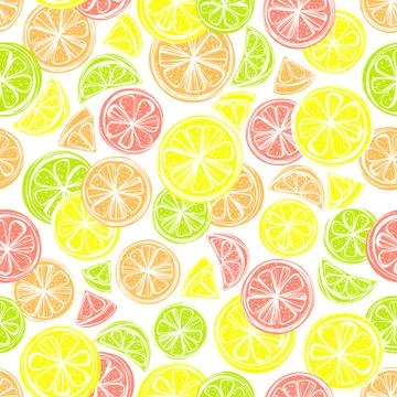 Seamless pattern with different slice citruse Stock Illustration