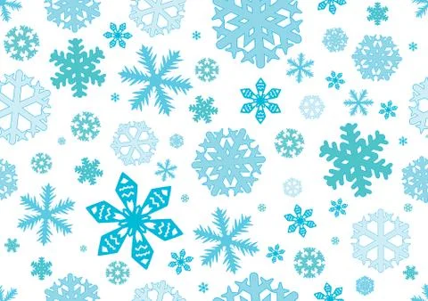 Seamless pattern of different snowflakes, Christmas background. Vector illust 库存插图