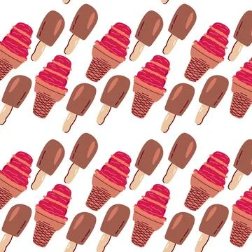 Seamless pattern with different tasty ice cream Stock Illustration