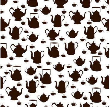 Seamless pattern from different teapots Stock Illustration