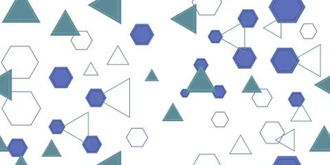 Seamless pattern from different triangles and hexagons. Cropped shapes. Stock Illustration