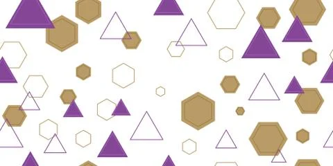 Seamless pattern from different triangles and hexagons. Cropped shapes. Stock Illustration