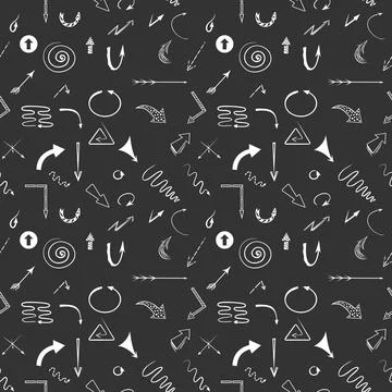 Seamless pattern with different types of arrows. Abstract direction ornament Stock Illustration