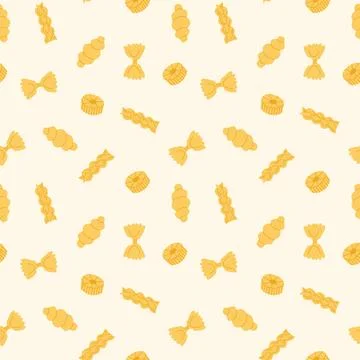 Seamless pattern with different types of dry Italian pasta Stock Illustration