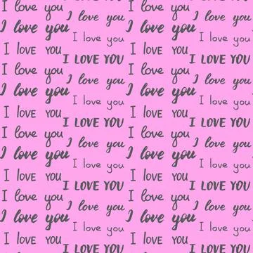 Seamless pattern with different types of I love you inscription. Grey phrases on Stock Illustration