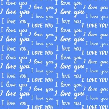 Seamless pattern with different types of I love you inscription. White phrases o Stock-Illustration